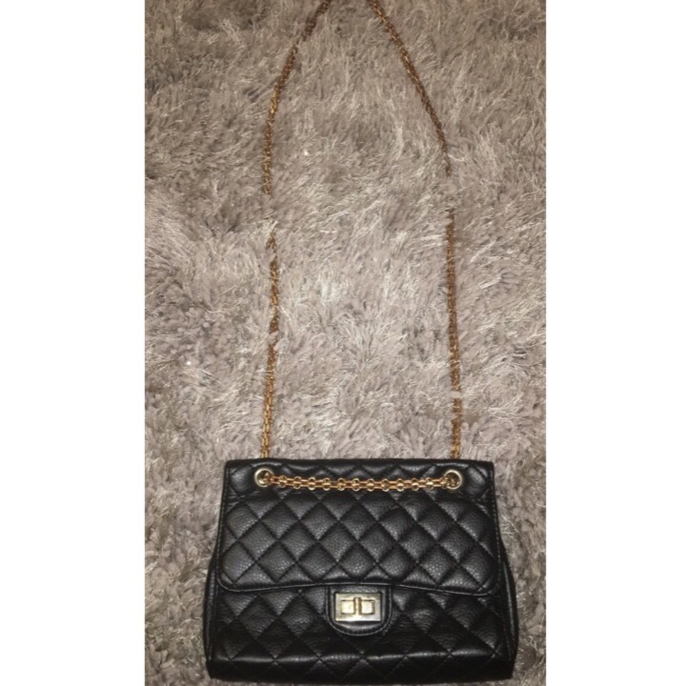 Black faux leather purse
